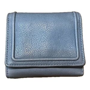 Rolfs Blue Grey Leather Trifold Wallet